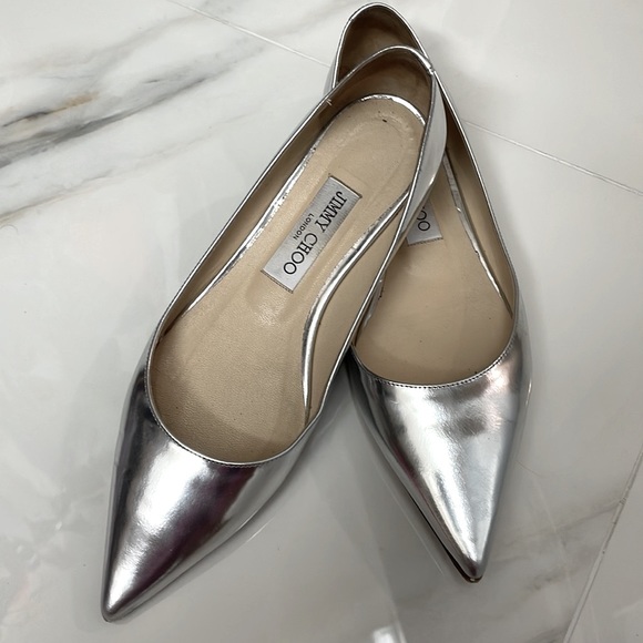 Jimmy Choo Romy Flats Silver 38 (8 US) - Picture 1 of 5